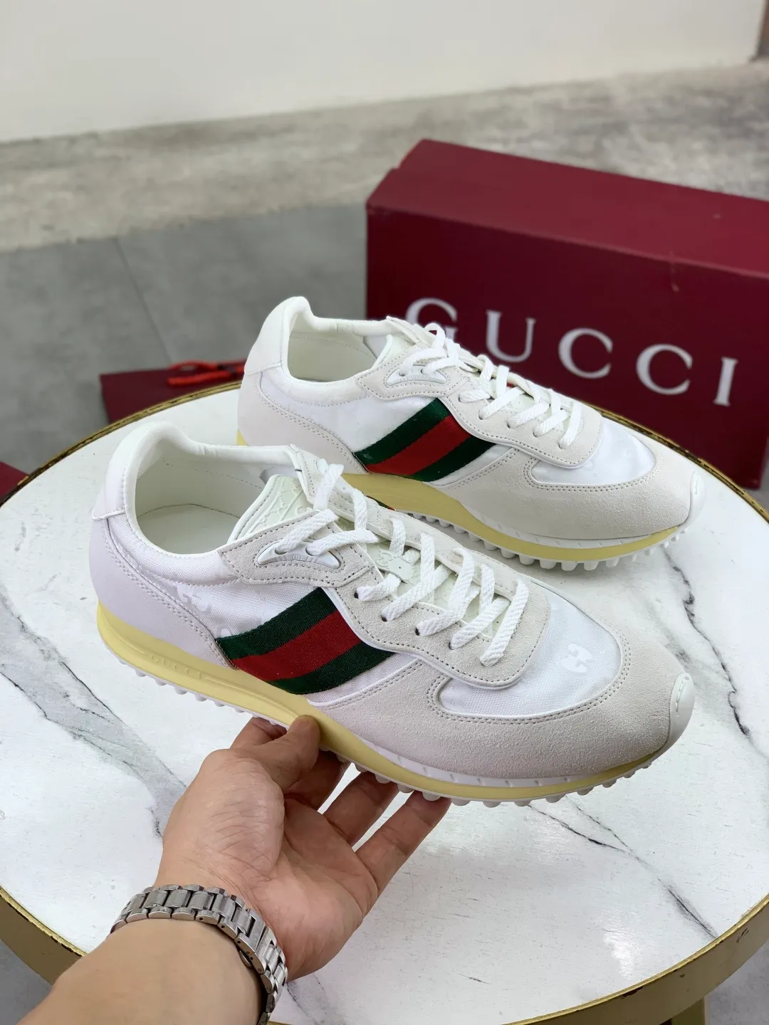 Men's shoes 💰P640 New Gucci Gucci Top version Latest catwalk style Re-Motion series Thick-soled casual sports shoes Original purchase and development ▪️Fabric: Original custom imported first-layer cowhide ▪️Sole: Original molded TPU material ▪️Sole thickness: 3.5CM ▪️Size: Men 39-45 Color: 8️⃣ colors available, boutique packaging